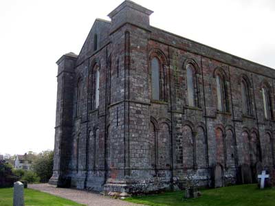Restored north and east walls of the original priory