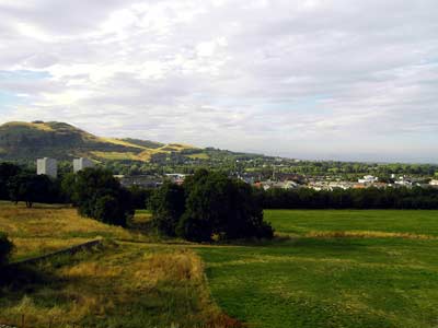 The view from above with Arthur's Seat in the distance