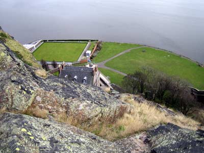 View over the Governor's House and modern bowling green from the Rock